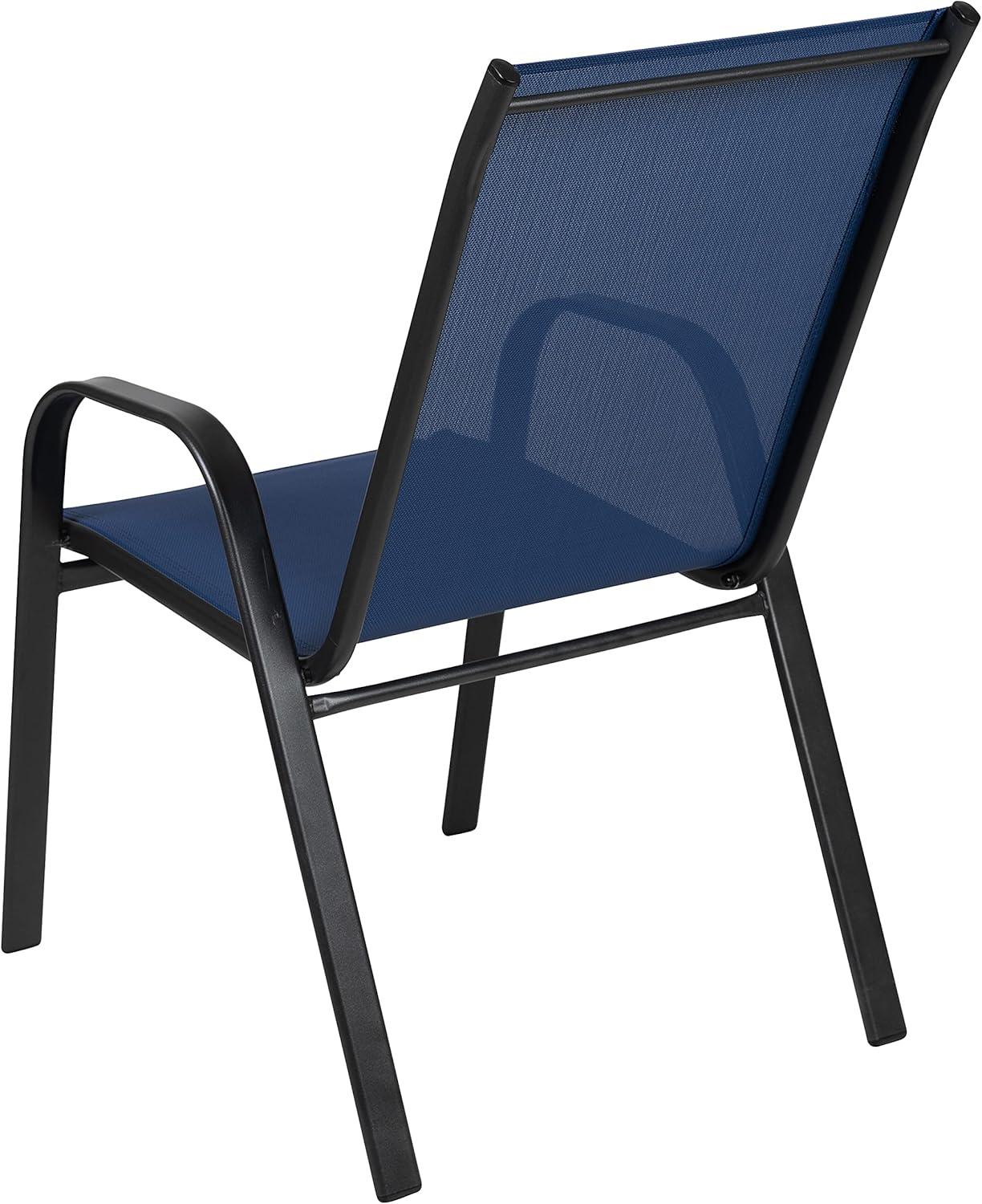 imageFlash Furniture Brazos Series Red Outdoor Stack Chair with Flex Comfort Material and Metal Frame Set of 4Navy