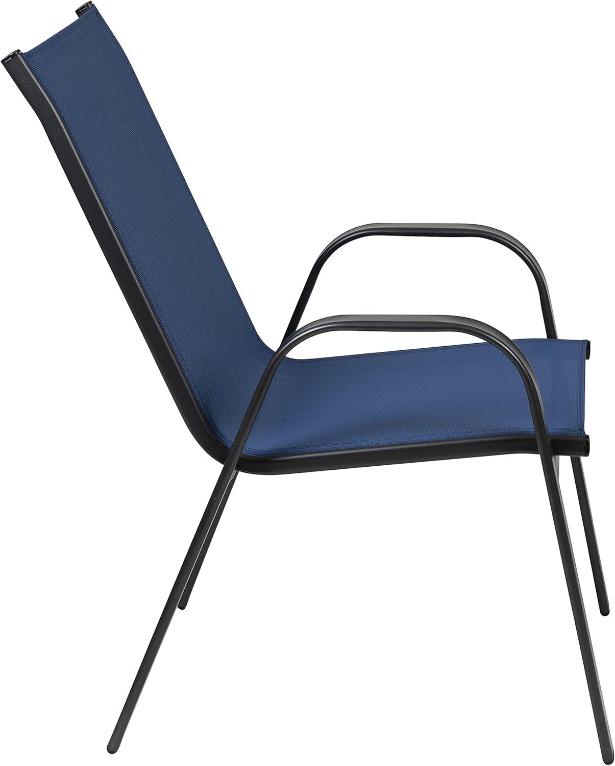 imageFlash Furniture Brazos Series Red Outdoor Stack Chair with Flex Comfort Material and Metal Frame Set of 4Navy