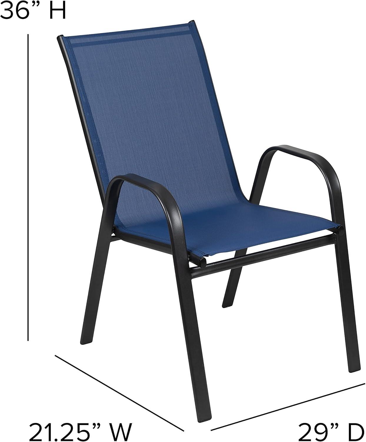 imageFlash Furniture Brazos Series Red Outdoor Stack Chair with Flex Comfort Material and Metal Frame Set of 4Navy