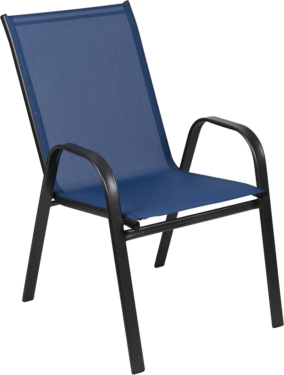 imageFlash Furniture Brazos Series Red Outdoor Stack Chair with Flex Comfort Material and Metal Frame Set of 4Navy
