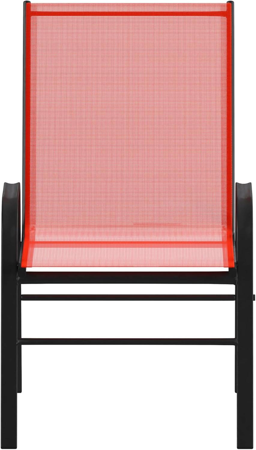 imageFlash Furniture Brazos Series Red Outdoor Stack Chair with Flex Comfort Material and Metal Frame Set of 4Red