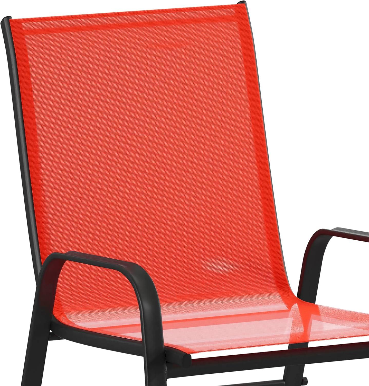 imageFlash Furniture Brazos Series Red Outdoor Stack Chair with Flex Comfort Material and Metal Frame Set of 4Red