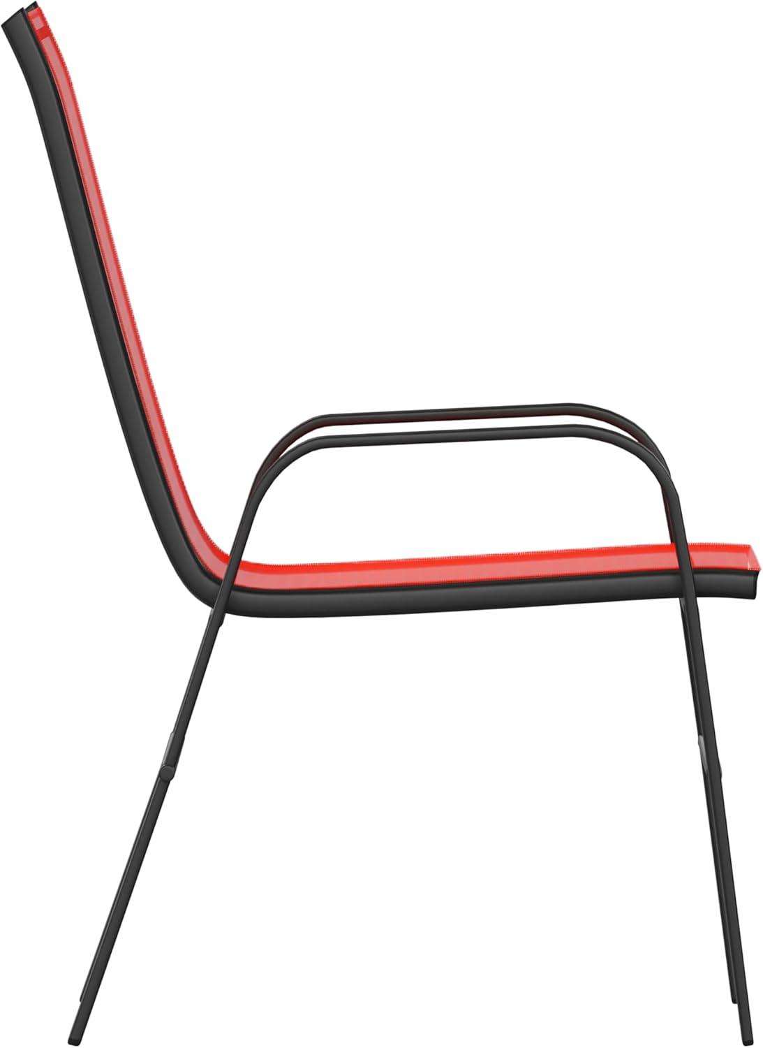 imageFlash Furniture Brazos Series Red Outdoor Stack Chair with Flex Comfort Material and Metal Frame Set of 4Red