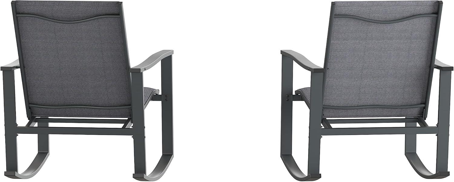 imageFlash Furniture Brazos Set of 2 Gray Outdoor Rocking Chairs with Flex Comfort Material and Black Metal FrameGrayBlackBlack