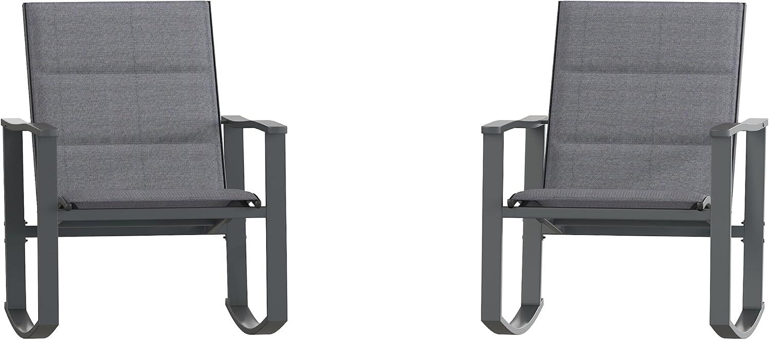 imageFlash Furniture Brazos Set of 2 Gray Outdoor Rocking Chairs with Flex Comfort Material and Black Metal FrameGrayBlackBlack