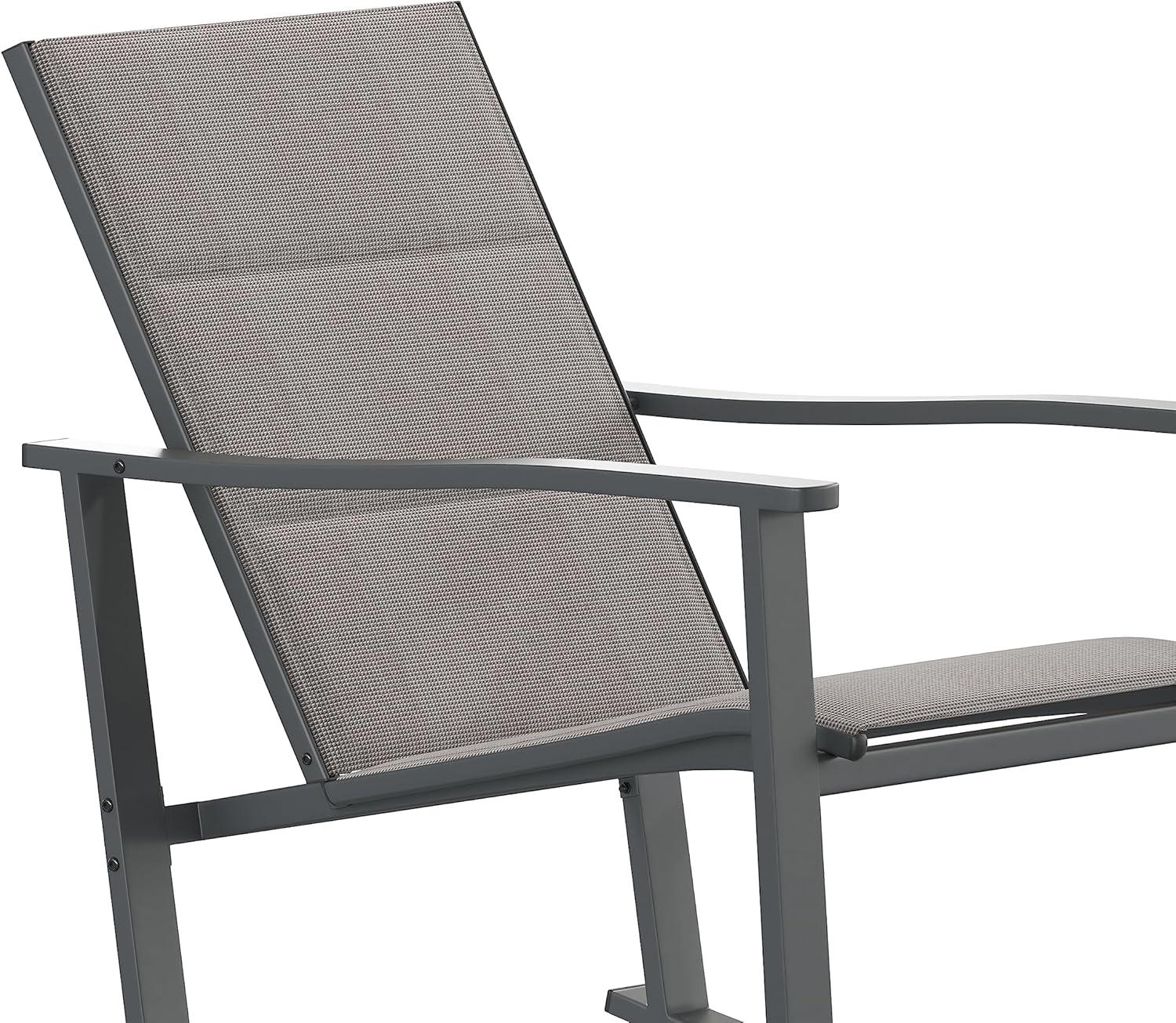 imageFlash Furniture Brazos Set of 2 Gray Outdoor Rocking Chairs with Flex Comfort Material and Black Metal FrameGrayBlackGrey