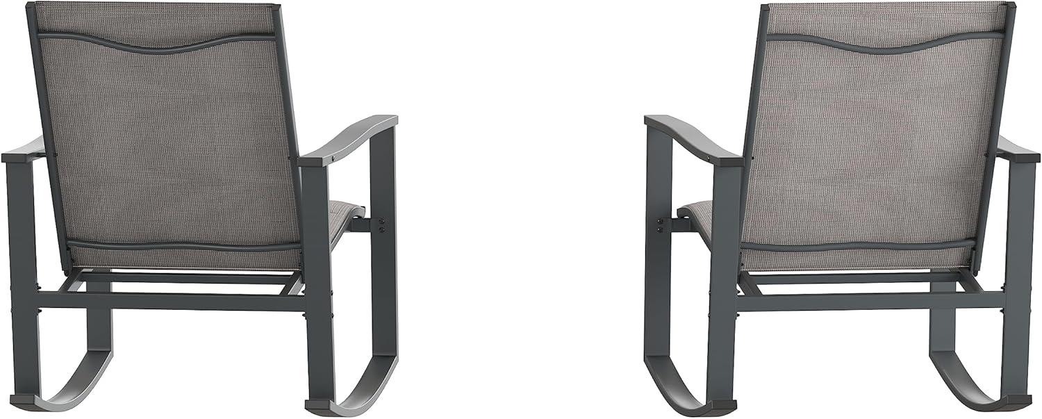 imageFlash Furniture Brazos Set of 2 Gray Outdoor Rocking Chairs with Flex Comfort Material and Black Metal FrameGrayBlackGrey