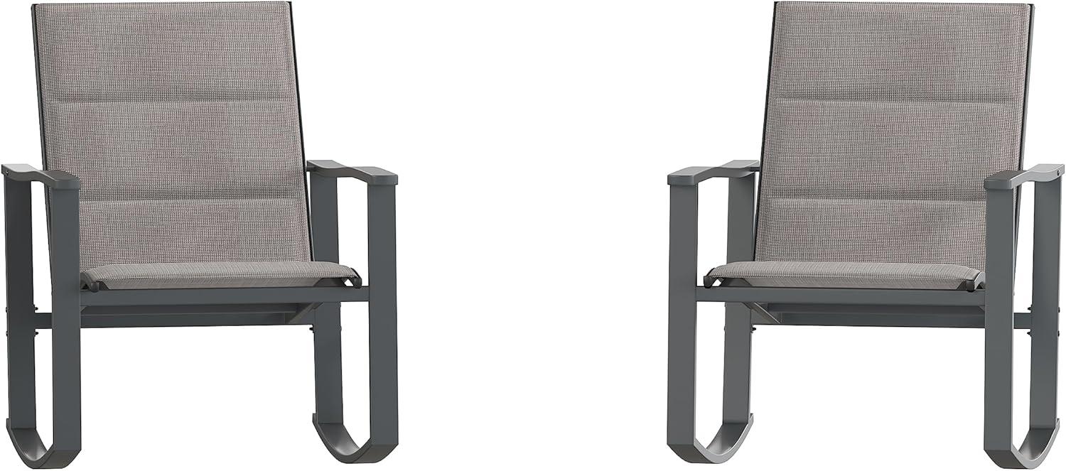 imageFlash Furniture Brazos Set of 2 Gray Outdoor Rocking Chairs with Flex Comfort Material and Black Metal FrameGrayBlackGrey