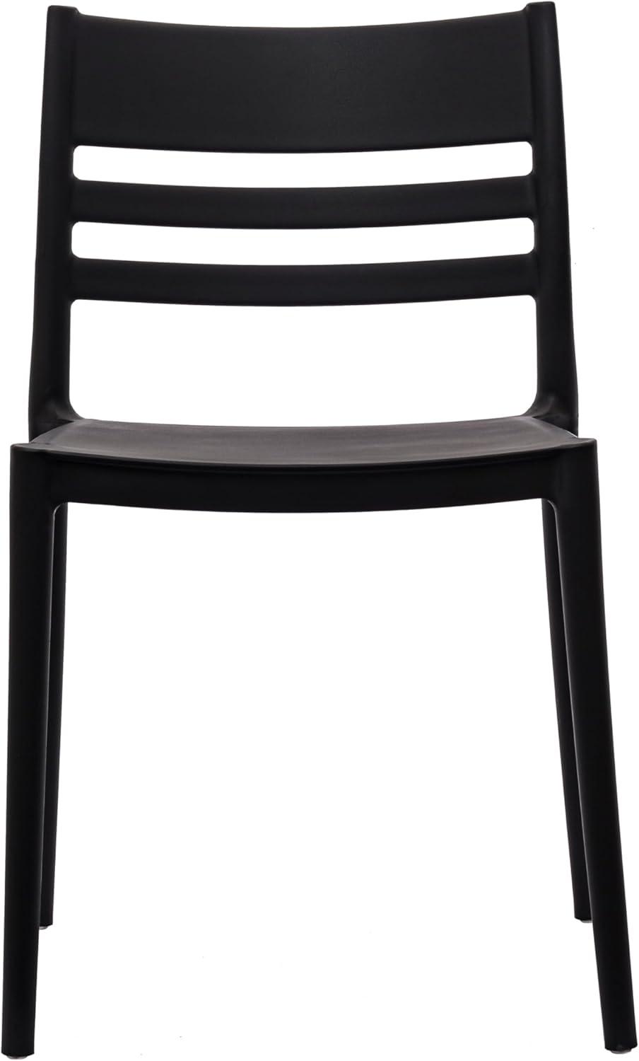 imageFlash Furniture Bridgeport Slat Back Patio Chair with Contoured Seat Commercial AllWeather Stacking Resin Chair UV Resistant IndoorOutdoor Black Set of 4Black