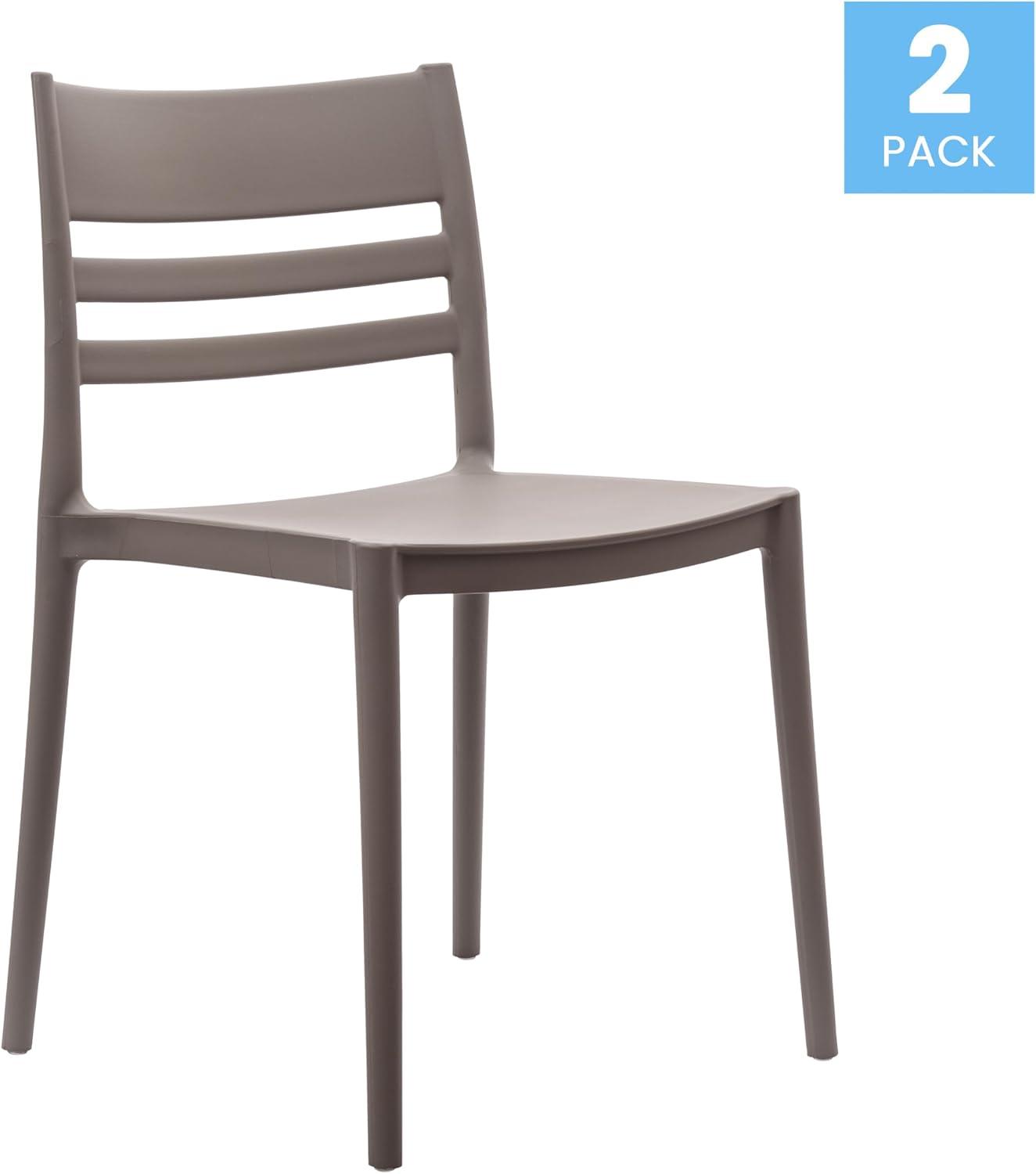 imageFlash Furniture Bridgeport Slat Back Patio Chair with Contoured Seat Commercial AllWeather Stacking Resin Chair UV Resistant IndoorOutdoor Black Set of 4Grey