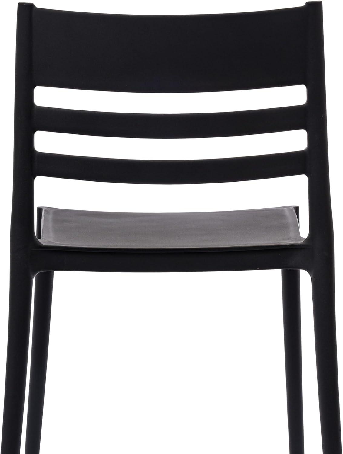imageFlash Furniture Bridgeport Slat Back Patio Chair with Contoured Seat Commercial AllWeather Stacking Resin Chair UV Resistant IndoorOutdoor Black Set of 4Black