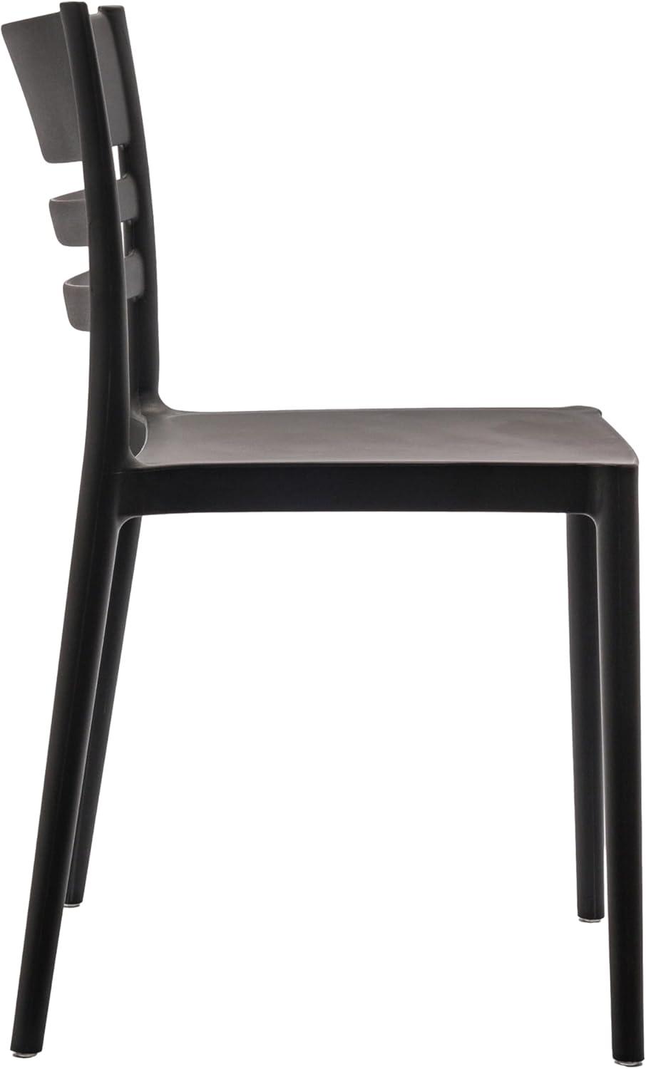 imageFlash Furniture Bridgeport Slat Back Patio Chair with Contoured Seat Commercial AllWeather Stacking Resin Chair UV Resistant IndoorOutdoor Black Set of 4Black