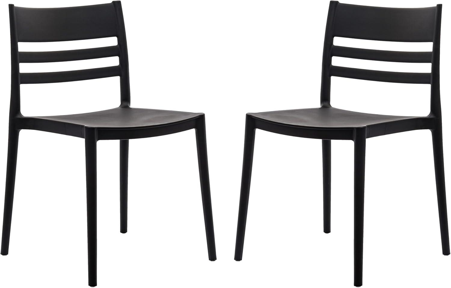 imageFlash Furniture Bridgeport Slat Back Patio Chair with Contoured Seat Commercial AllWeather Stacking Resin Chair UV Resistant IndoorOutdoor Black Set of 4Black