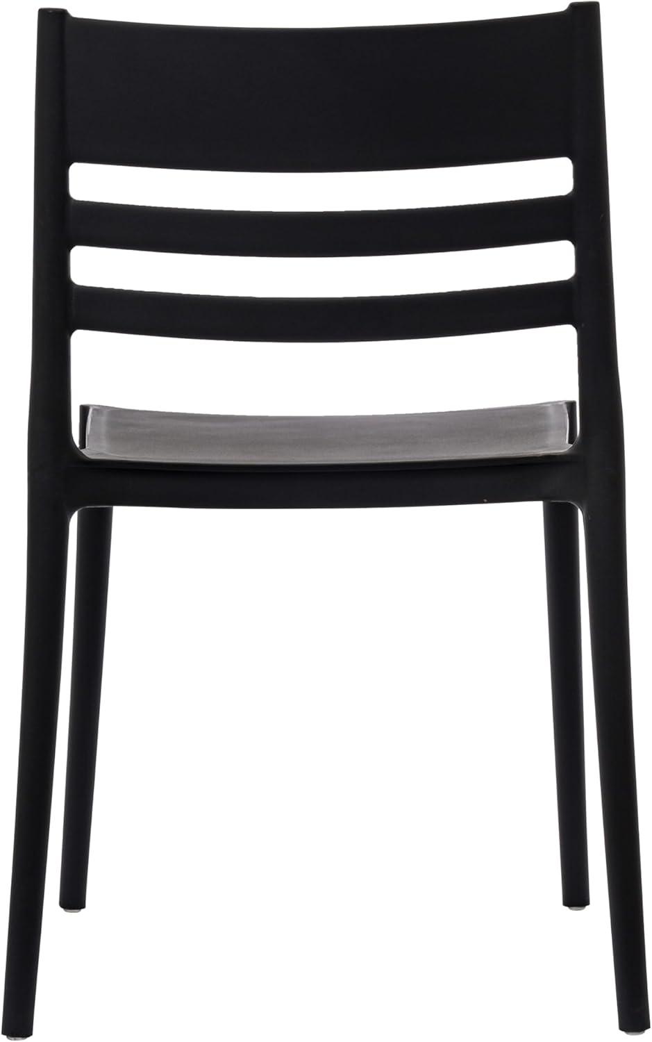 imageFlash Furniture Bridgeport Slat Back Patio Chair with Contoured Seat Commercial AllWeather Stacking Resin Chair UV Resistant IndoorOutdoor Black Set of 4Black
