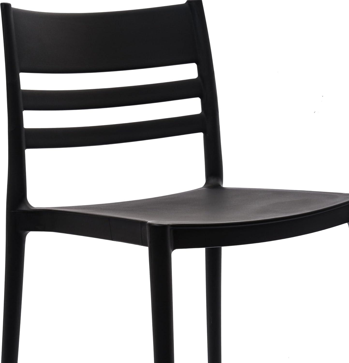 imageFlash Furniture Bridgeport Slat Back Patio Chair with Contoured Seat Commercial AllWeather Stacking Resin Chair UV Resistant IndoorOutdoor Black Set of 4Black