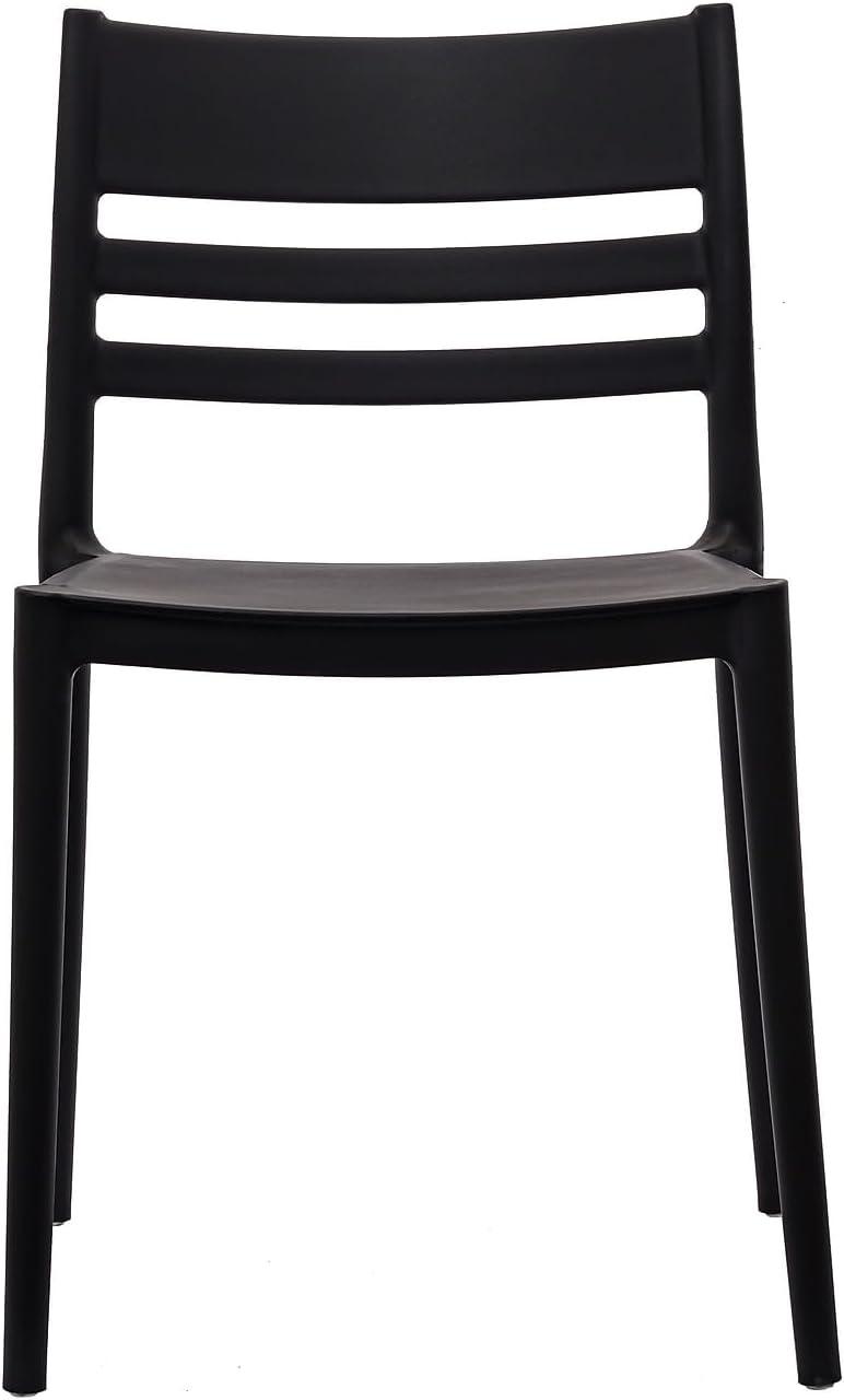 imageFlash Furniture Bridgeport Slat Back Patio Chair with Contoured Seat Commercial AllWeather Stacking Resin Chair UV Resistant IndoorOutdoor Black Set of 4Black