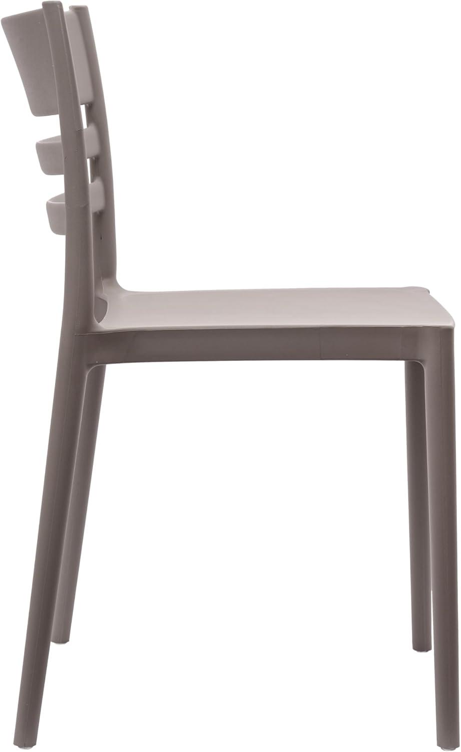 imageFlash Furniture Bridgeport Slat Back Patio Chair with Contoured Seat Commercial AllWeather Stacking Resin Chair UV Resistant IndoorOutdoor Black Set of 4Grey