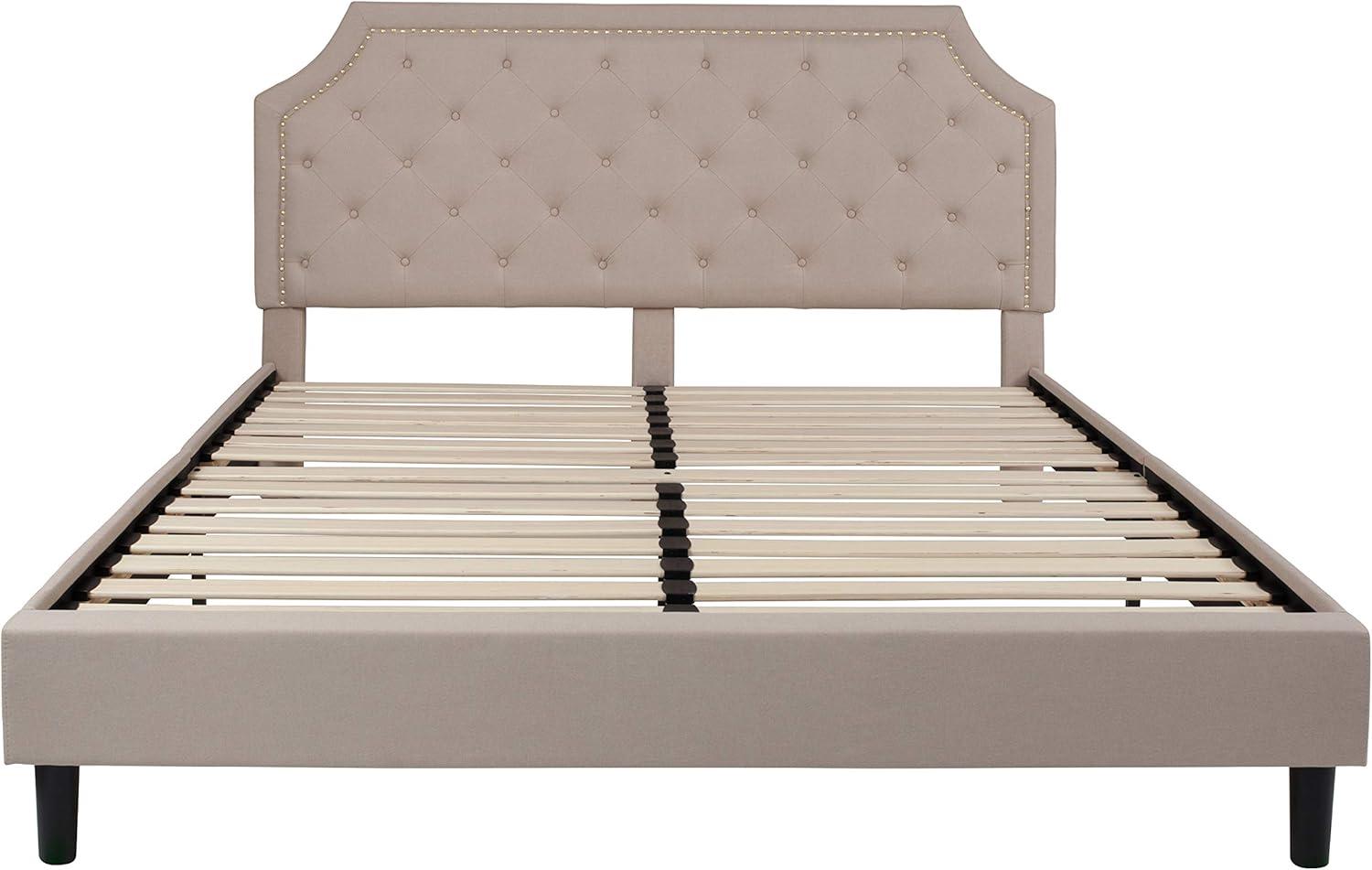 imageFlash Furniture Brighton Twin Size Tufted Upholstered Platform Bed in Light Gray FabricBeige