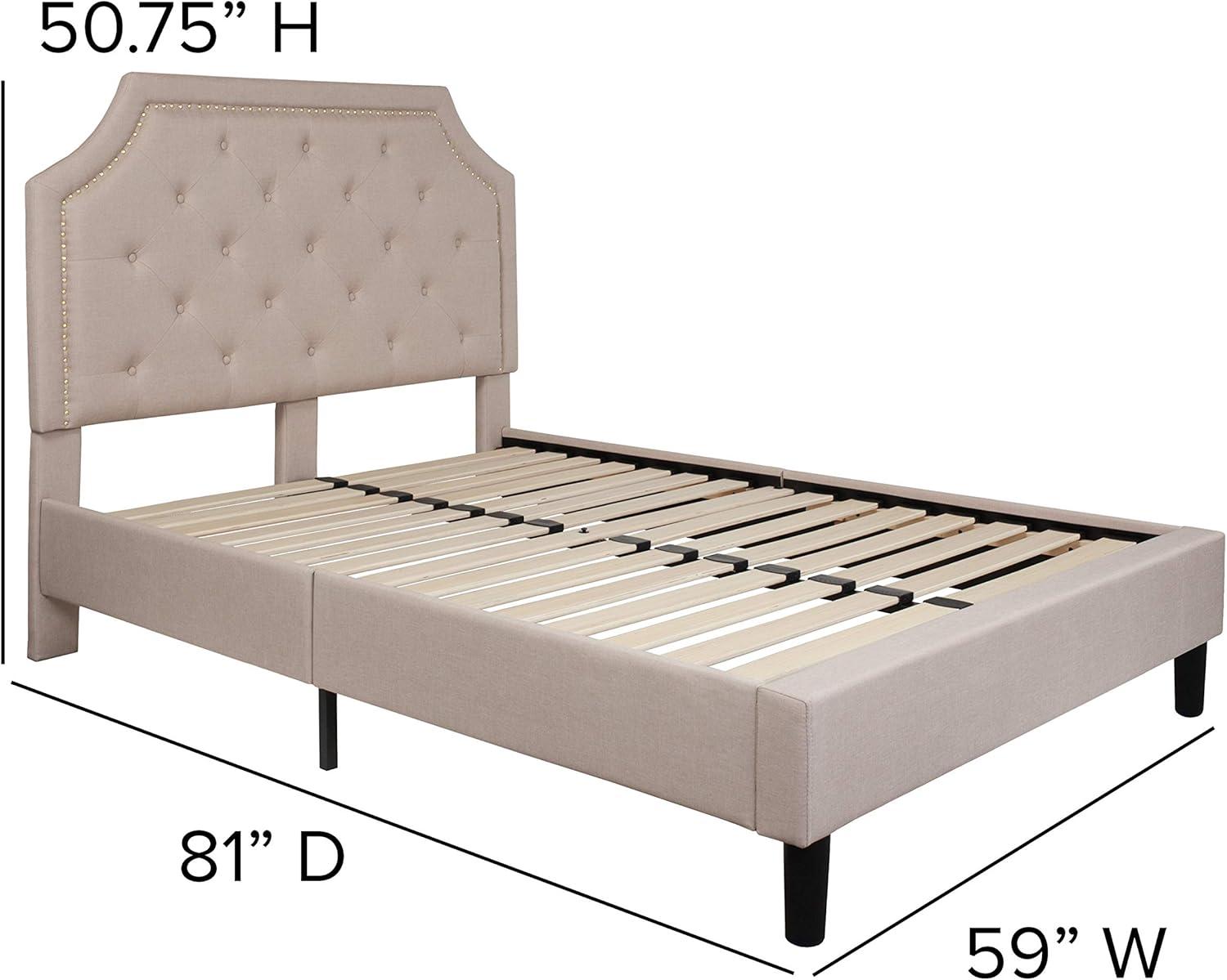 imageFlash Furniture Brighton Twin Size Tufted Upholstered Platform Bed in Light Gray FabricBeige