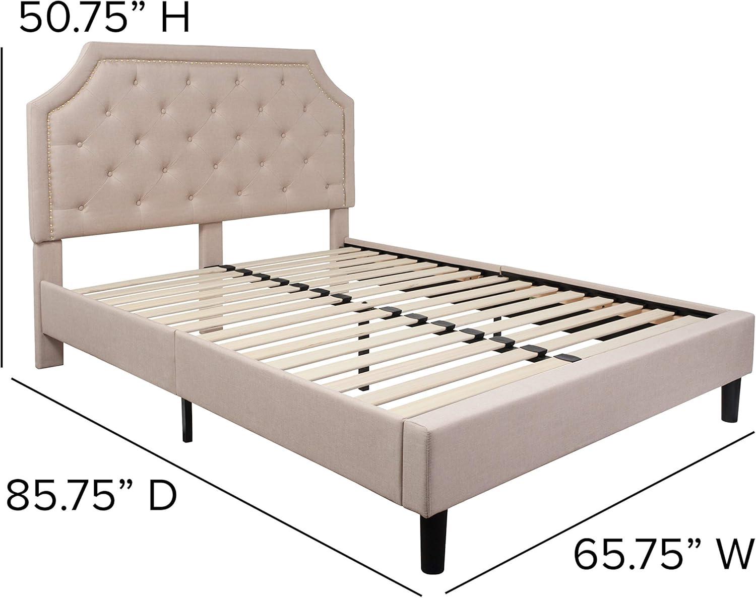 imageFlash Furniture Brighton Twin Size Tufted Upholstered Platform Bed in Light Gray FabricBeige