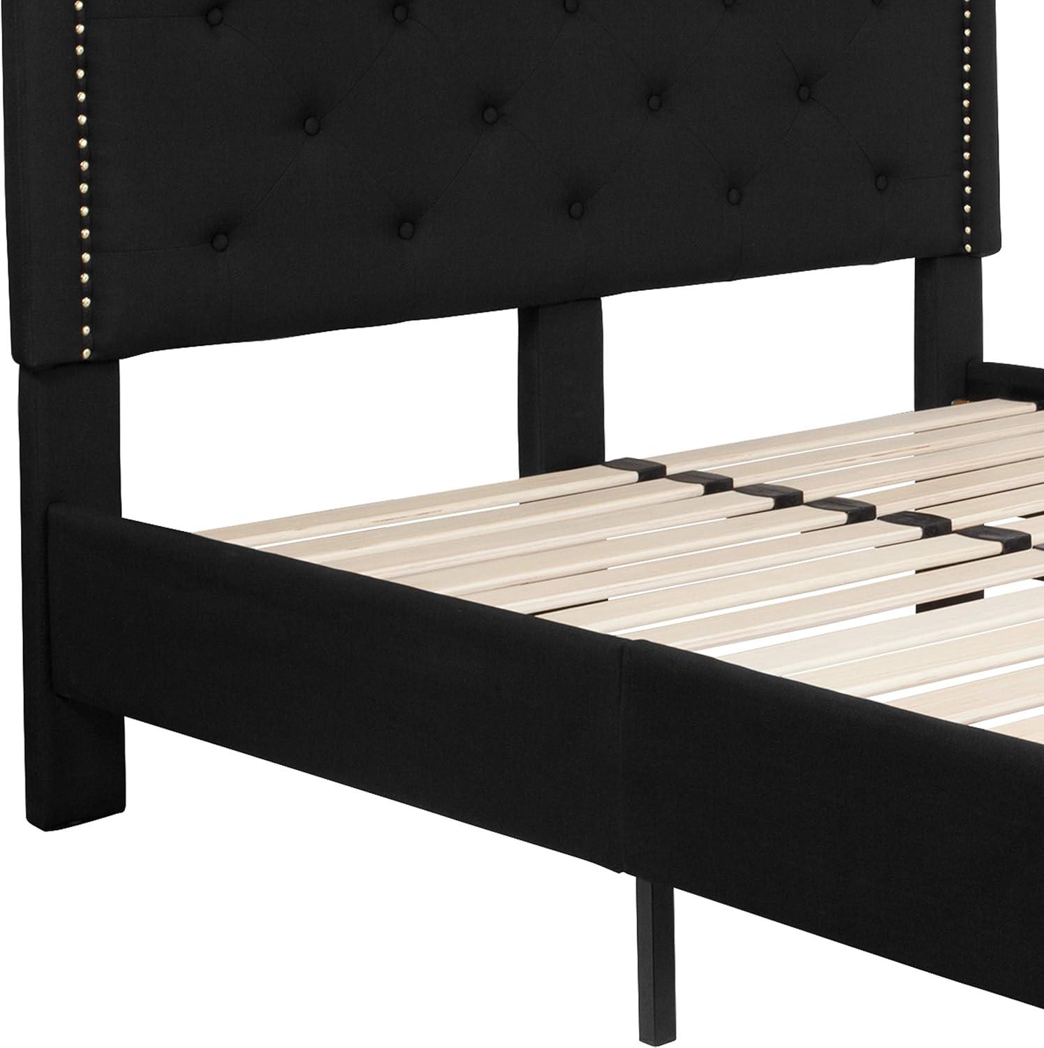 imageFlash Furniture Brighton Twin Size Tufted Upholstered Platform Bed in Light Gray FabricBlack