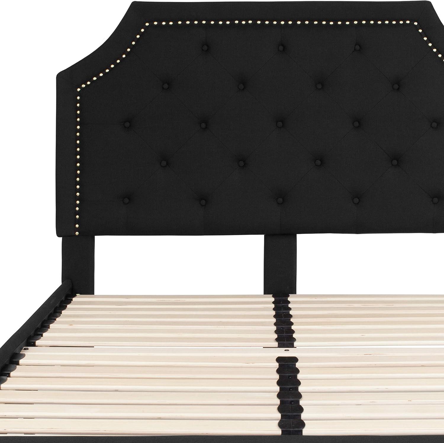 imageFlash Furniture Brighton Twin Size Tufted Upholstered Platform Bed in Light Gray FabricBlack