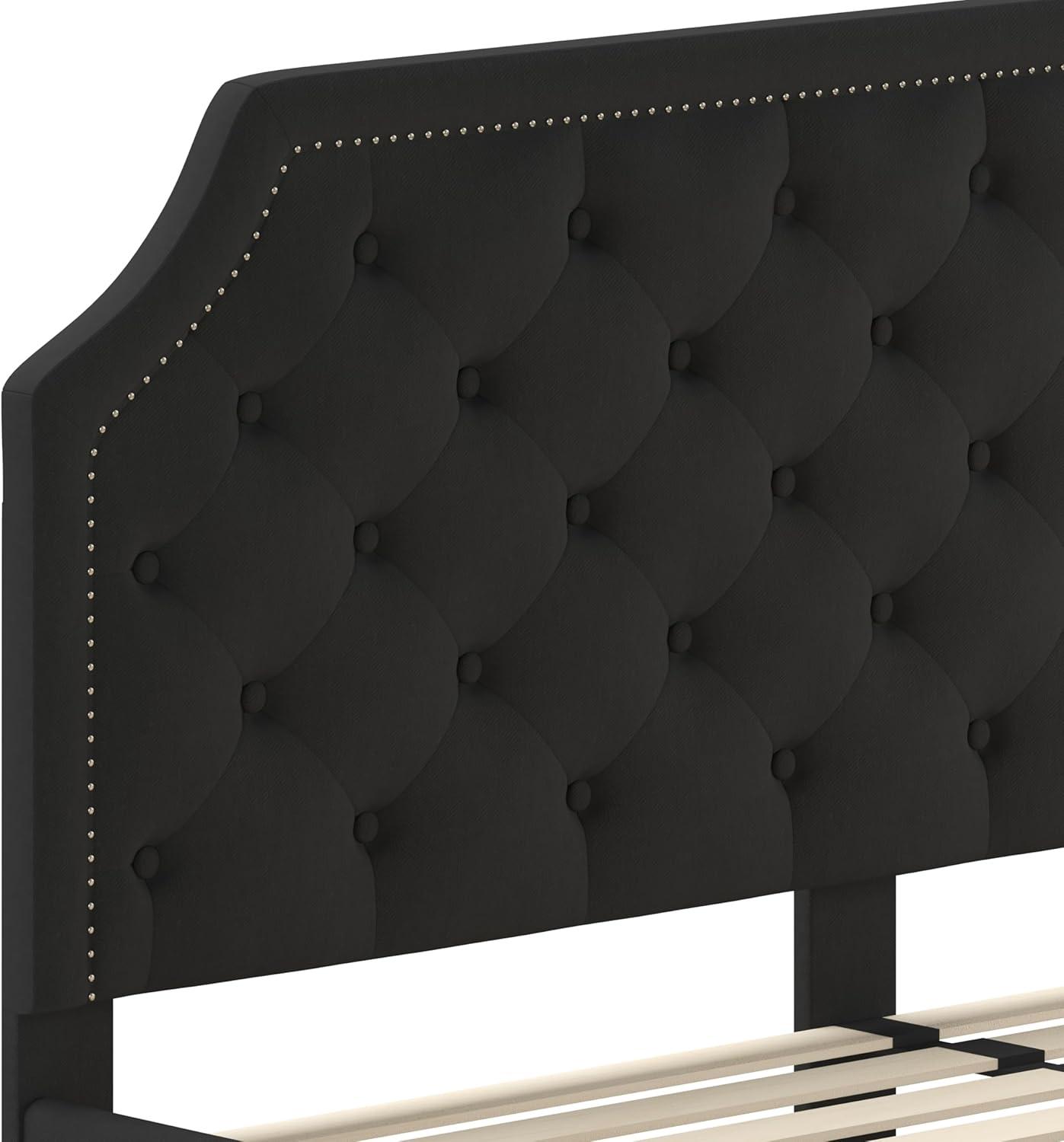 imageFlash Furniture Brighton Twin Size Tufted Upholstered Platform Bed in Light Gray FabricBlack