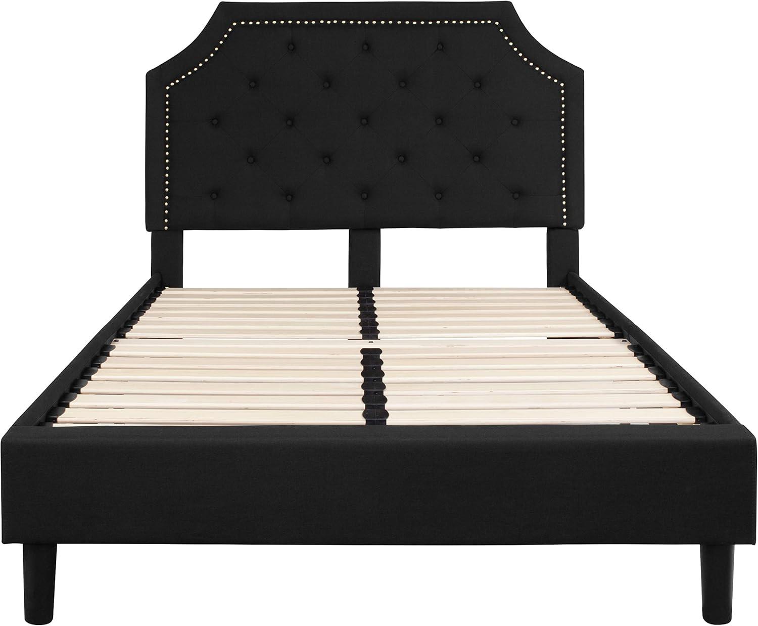 imageFlash Furniture Brighton Twin Size Tufted Upholstered Platform Bed in Light Gray FabricBlack