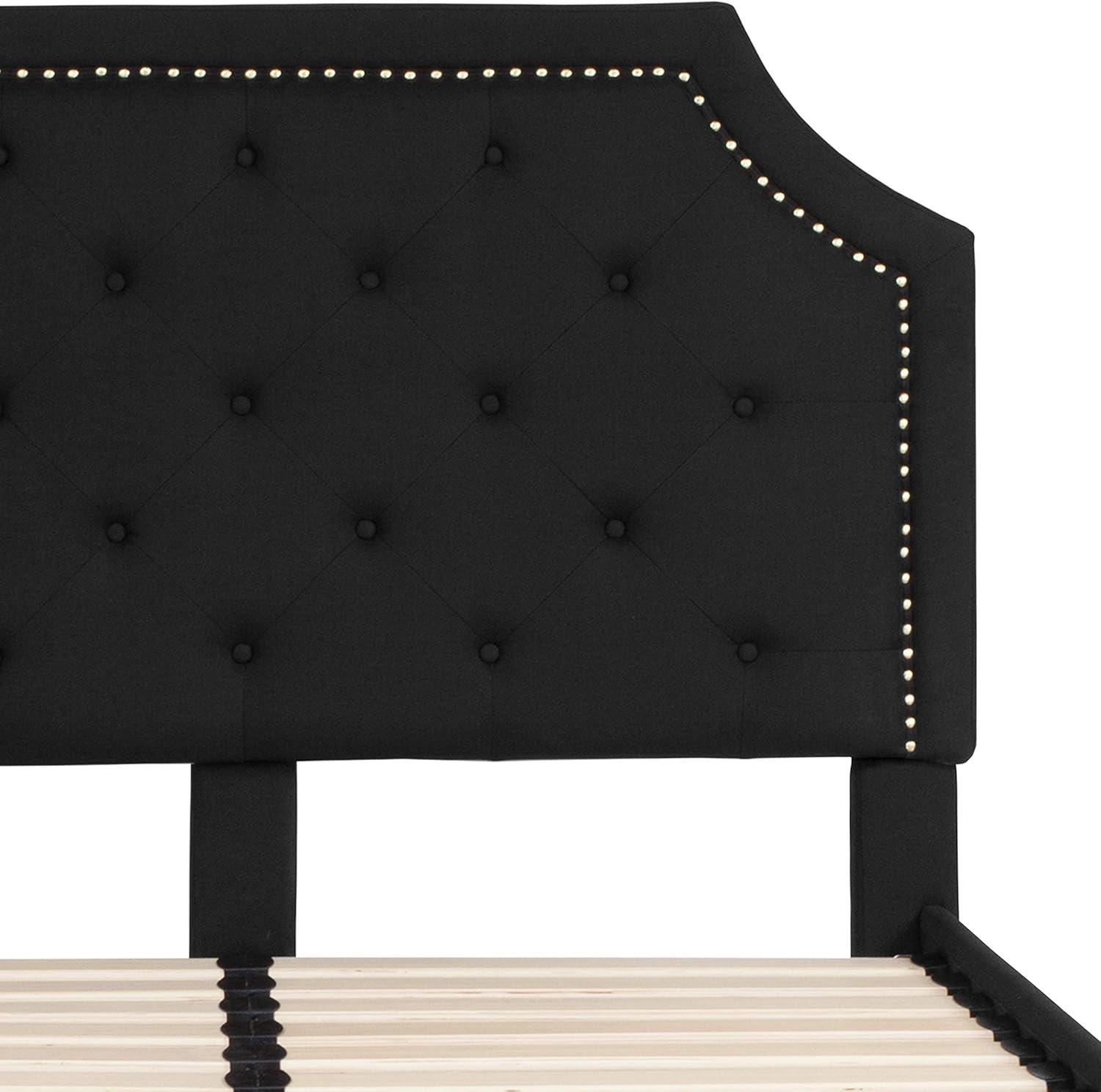 imageFlash Furniture Brighton Twin Size Tufted Upholstered Platform Bed in Light Gray FabricBlack