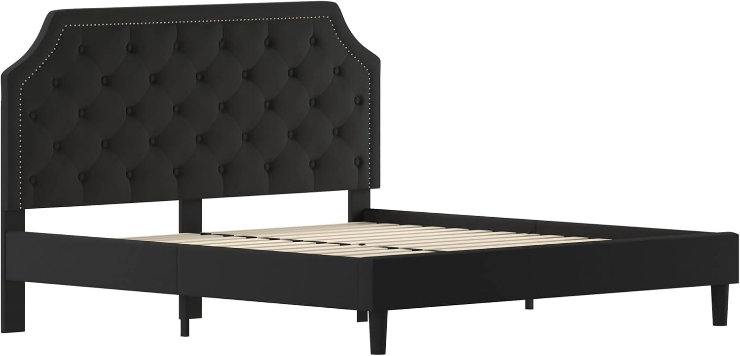 imageFlash Furniture Brighton Twin Size Tufted Upholstered Platform Bed in Light Gray FabricBlack