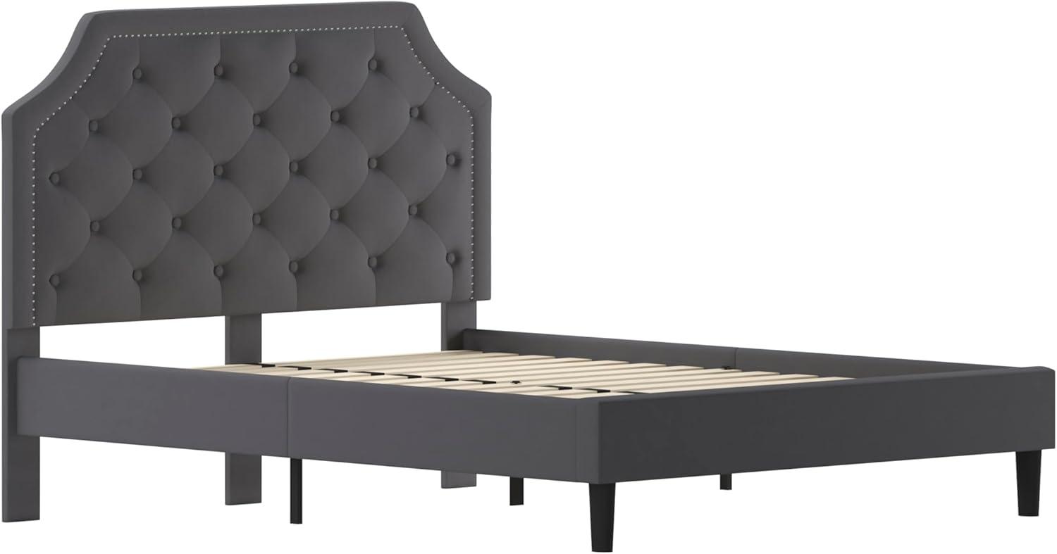 imageFlash Furniture Brighton Twin Size Tufted Upholstered Platform Bed in Light Gray FabricDark Gray