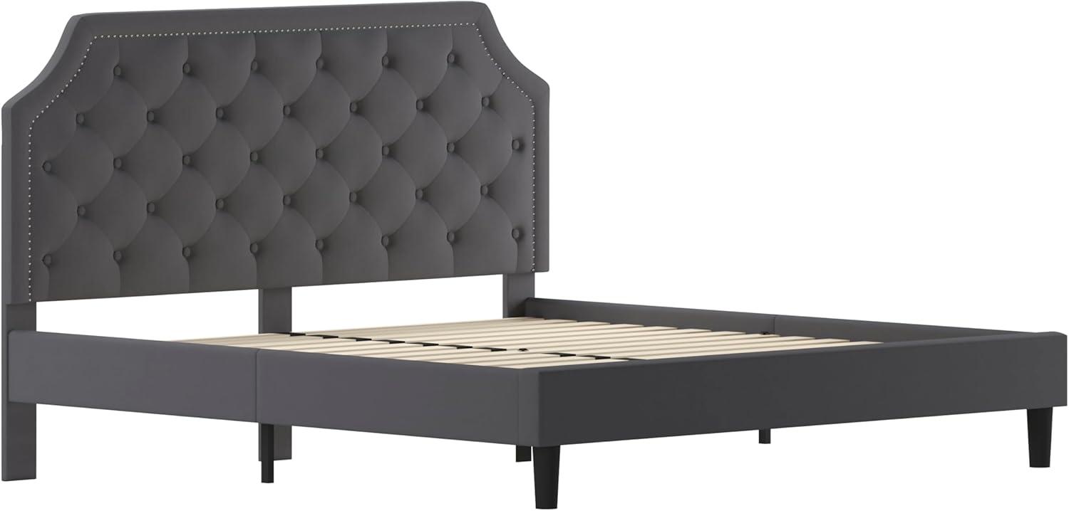 imageFlash Furniture Brighton Twin Size Tufted Upholstered Platform Bed in Light Gray FabricDark Gray