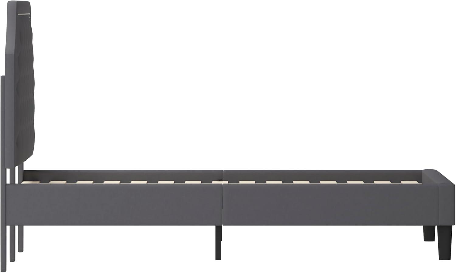 imageFlash Furniture Brighton Twin Size Tufted Upholstered Platform Bed in Light Gray FabricDark Gray