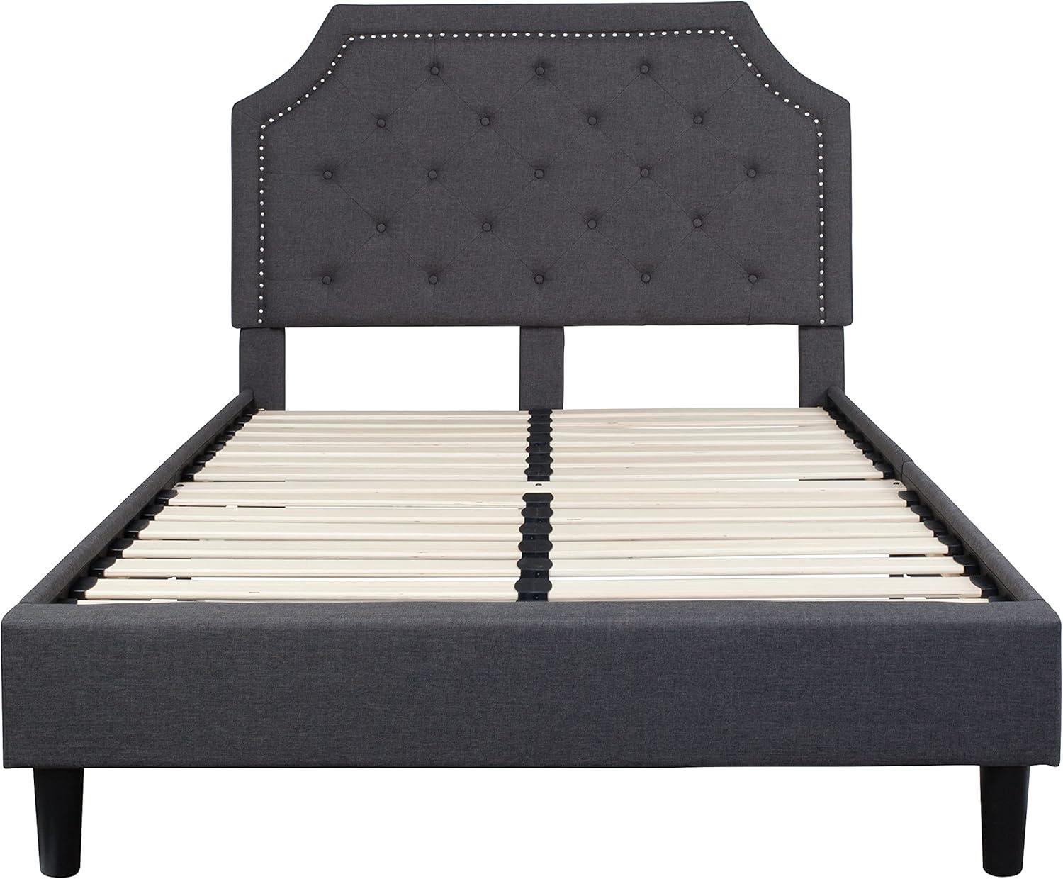 imageFlash Furniture Brighton Twin Size Tufted Upholstered Platform Bed in Light Gray FabricDark Gray