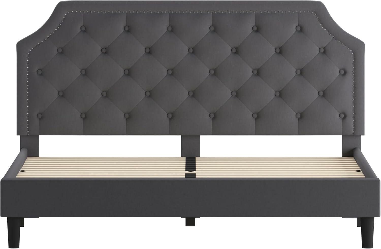 imageFlash Furniture Brighton Twin Size Tufted Upholstered Platform Bed in Light Gray FabricDark Gray