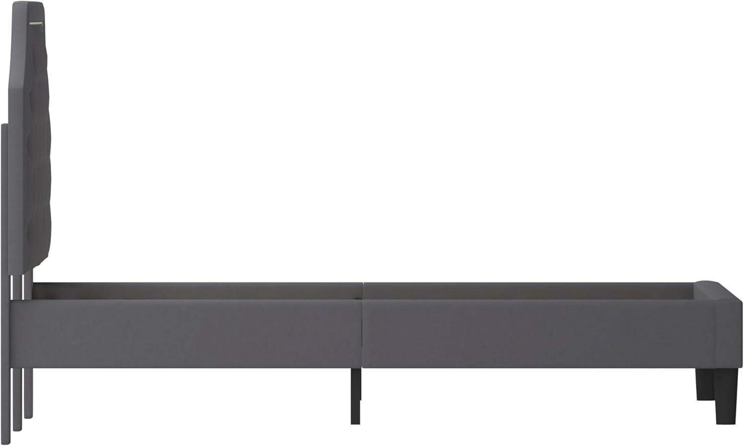 imageFlash Furniture Brighton Twin Size Tufted Upholstered Platform Bed in Light Gray FabricDark Gray
