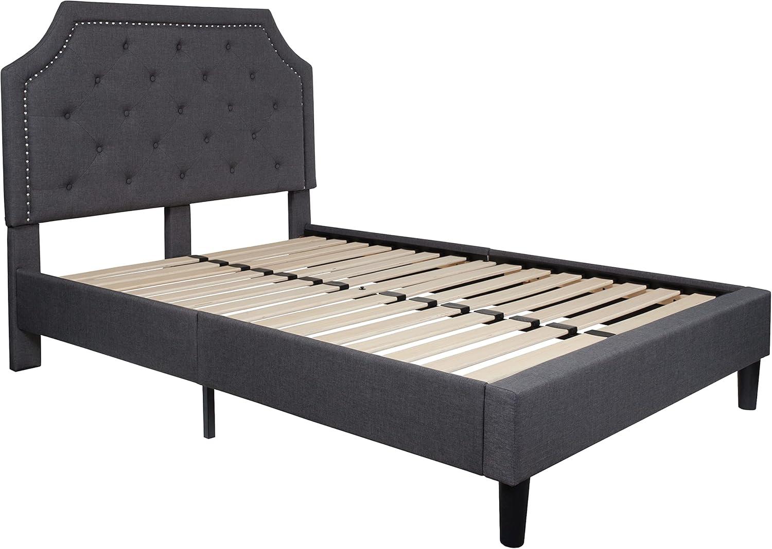 imageFlash Furniture Brighton Twin Size Tufted Upholstered Platform Bed in Light Gray FabricDark Gray