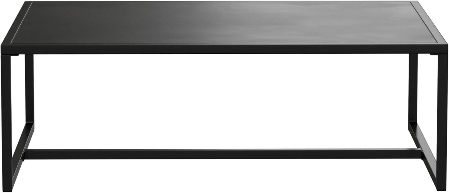 imageFlash Furniture Brock Commercial Grade Steel Modern Patio Coffee Table Rectangular Outdoor Coffee Table with Textured Top and Square Leg Frame Black