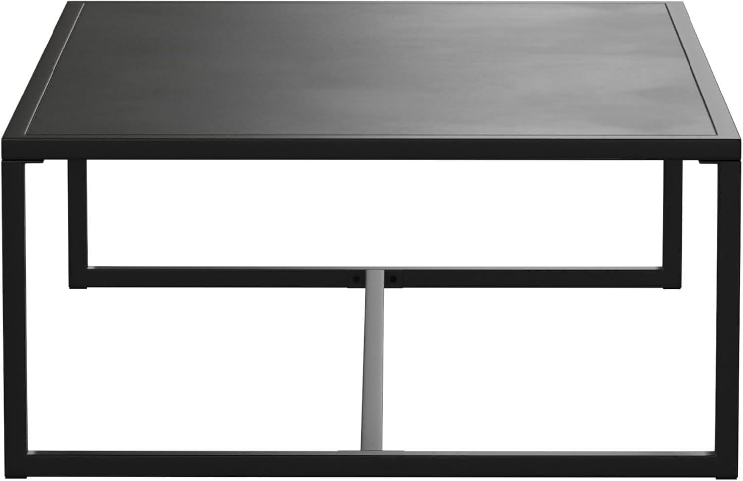 imageFlash Furniture Brock Commercial Grade Steel Modern Patio Coffee Table Rectangular Outdoor Coffee Table with Textured Top and Square Leg Frame Black