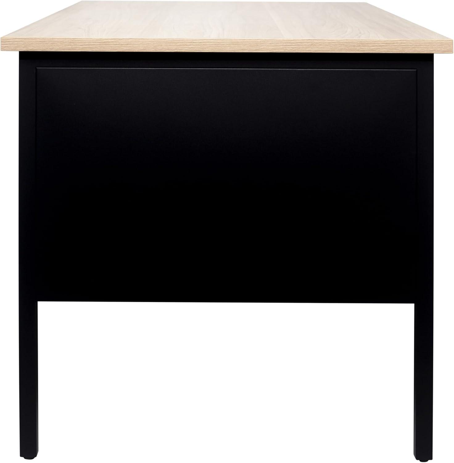 imageFlash Furniture Cambridge Right Side Single Pedestal Desk with 3 Locking Drawers Commercial Grade Teachers or Office Desk 30x48 Metal Frame White OakBlackWhite Oak