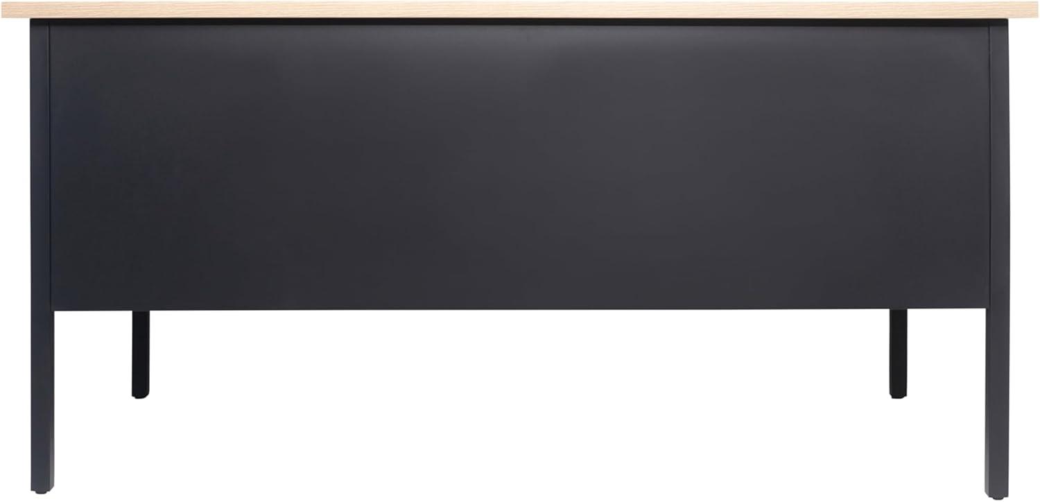 imageFlash Furniture Cambridge Right Side Single Pedestal Desk with 3 Locking Drawers Commercial Grade Teachers or Office Desk 30x70 Metal Frame White OakBlackWhite Oak