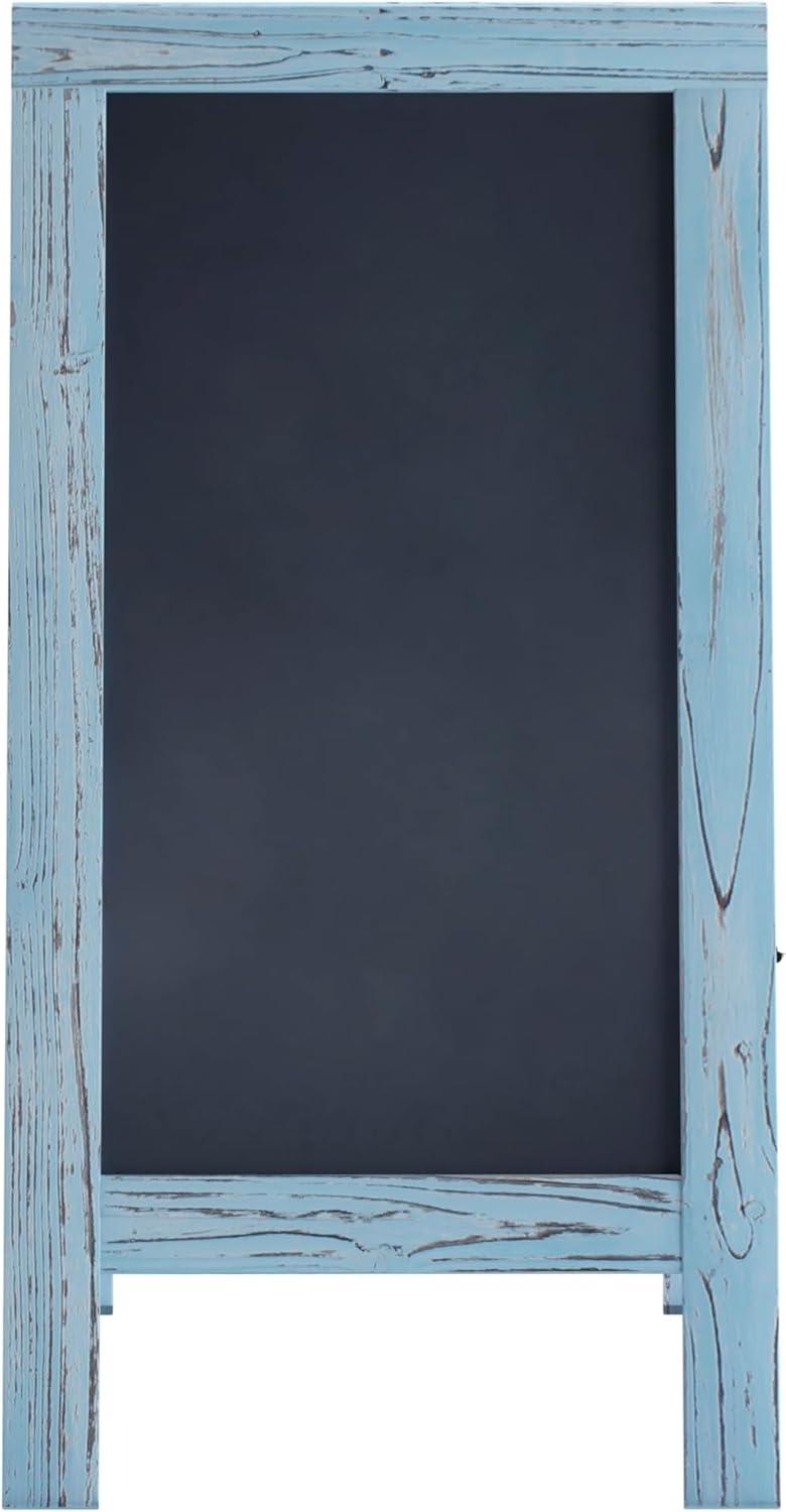 imageFlash Furniture Canterbury Magnetic Chalkboard Sign Robin Blue Wood Frame 30quot x 20quot Freestanding Double Sided Magnetic Chalkboard Surface IndoorOutdoorRobin Blue