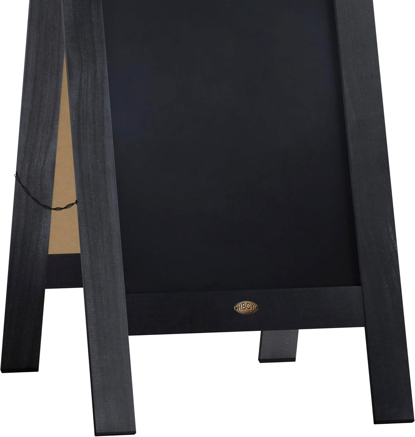 imageFlash Furniture Canterbury Magnetic Chalkboard Sign Robin Blue Wood Frame 30quot x 20quot Freestanding Double Sided Magnetic Chalkboard Surface IndoorOutdoorBlack