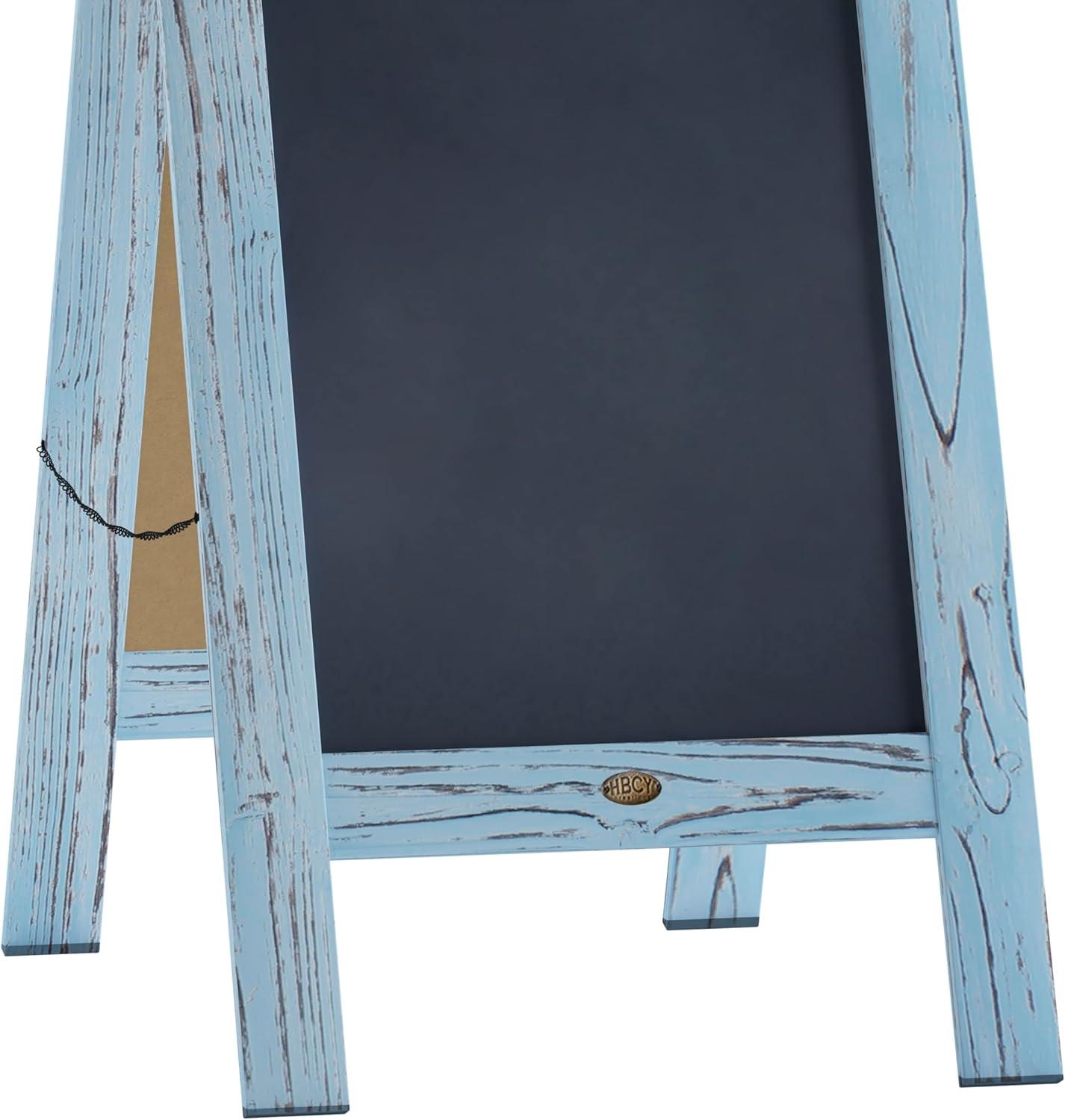 imageFlash Furniture Canterbury Magnetic Chalkboard Sign Robin Blue Wood Frame 30quot x 20quot Freestanding Double Sided Magnetic Chalkboard Surface IndoorOutdoorRobin Blue