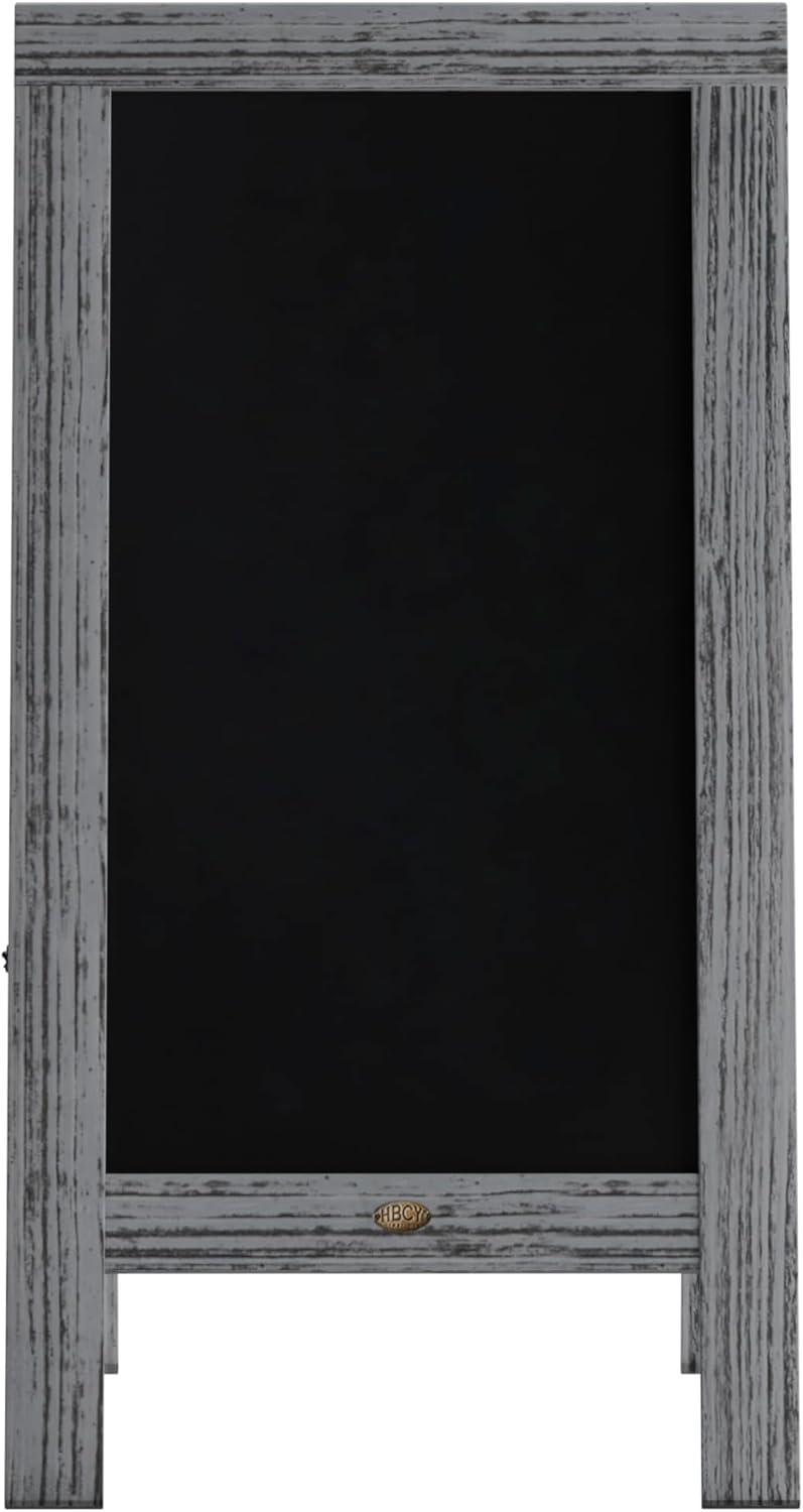 imageFlash Furniture Canterbury Magnetic Chalkboard Sign Robin Blue Wood Frame 30quot x 20quot Freestanding Double Sided Magnetic Chalkboard Surface IndoorOutdoorGray Wash