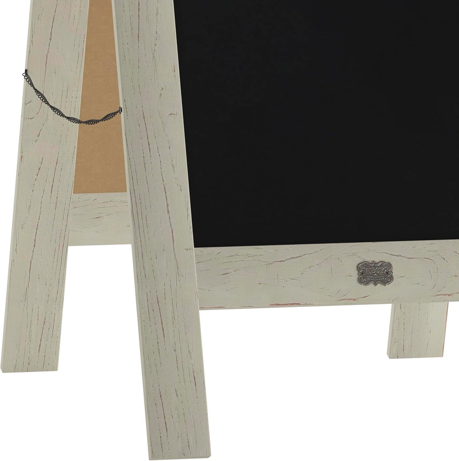 imageFlash Furniture Canterbury Magnetic Chalkboard Sign Robin Blue Wood Frame 30quot x 20quot Freestanding Double Sided Magnetic Chalkboard Surface IndoorOutdoorWhite