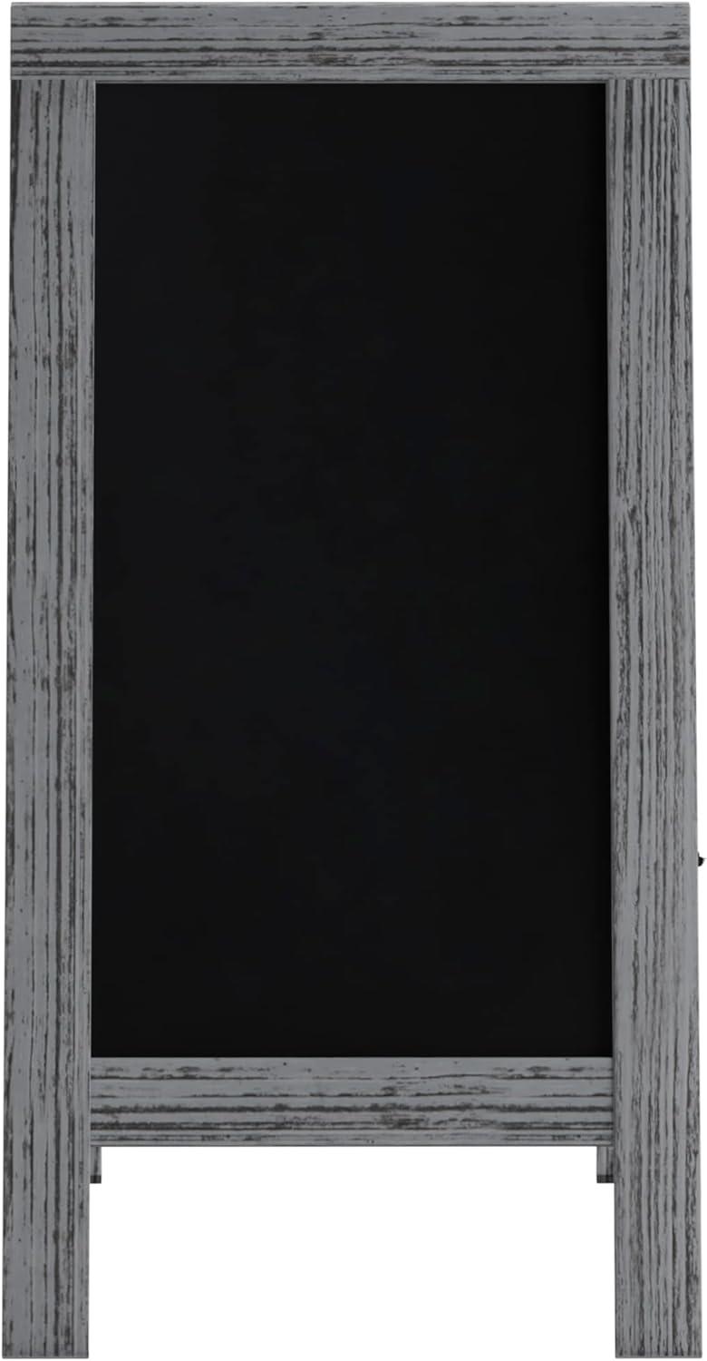 imageFlash Furniture Canterbury Magnetic Chalkboard Sign Robin Blue Wood Frame 30quot x 20quot Freestanding Double Sided Magnetic Chalkboard Surface IndoorOutdoorGray Wash