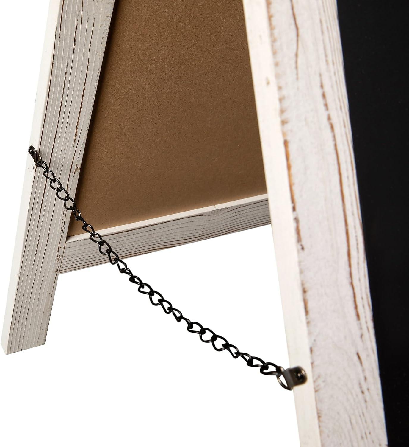 imageFlash Furniture Canterbury Magnetic Chalkboard Sign Robin Blue Wood Frame 30quot x 20quot Freestanding Double Sided Magnetic Chalkboard Surface IndoorOutdoorWhite Wash