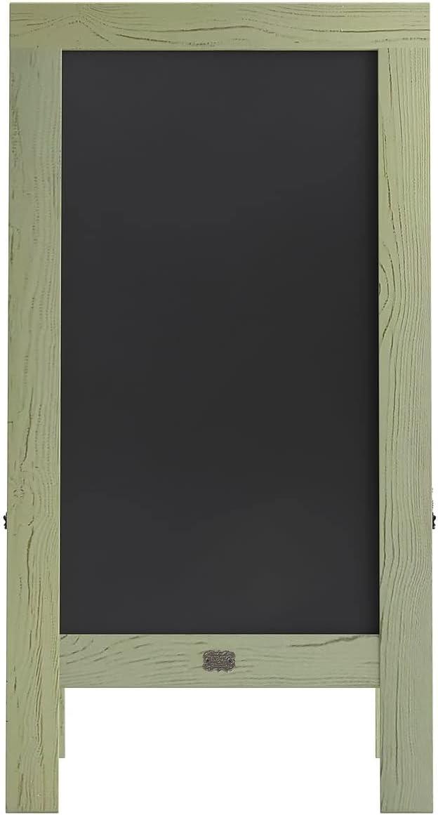 imageFlash Furniture Canterbury Magnetic Chalkboard Sign Robin Blue Wood Frame 30quot x 20quot Freestanding Double Sided Magnetic Chalkboard Surface IndoorOutdoorRustic Green