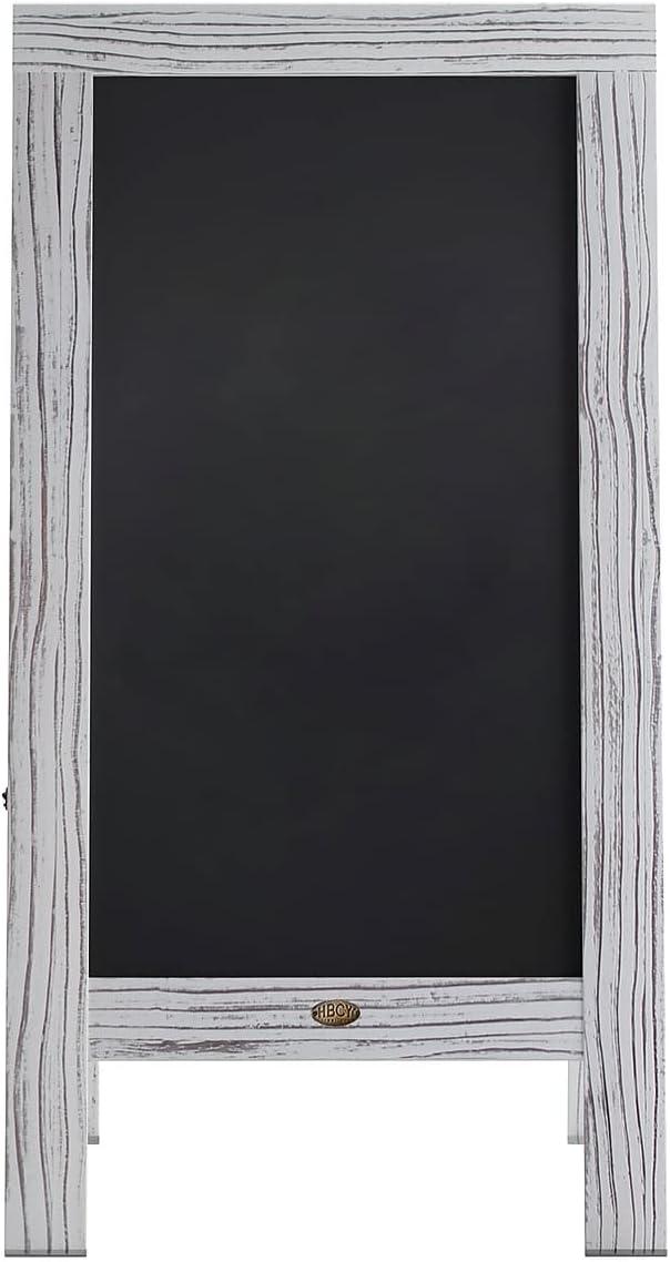 imageFlash Furniture Canterbury Magnetic Chalkboard Sign Robin Blue Wood Frame 30quot x 20quot Freestanding Double Sided Magnetic Chalkboard Surface IndoorOutdoorWhite Wash